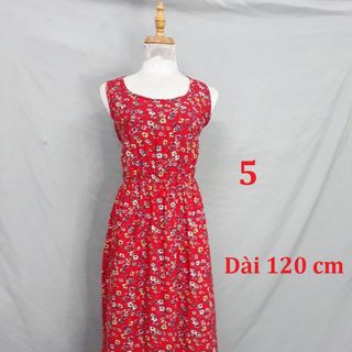 Đầm maxi sát nách cổ tròn lanh thái