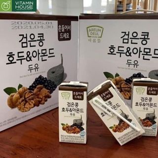 Sữa hạt óc chó-hạnh nhân-đỗ đen Hàn Quốc (Sữa hạt Hàn Quốc) (1 hộp x 3 xách x 24 hộp x 190ml)