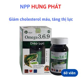 Omega 3.6.9 Diệp Lục làm giảm cholesterol máu, cải thiện thị lực – lọ 60 viên giá sỉ