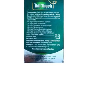 Viên uống Bài Thạch trị sỏi thận-tiết niệu, sỏi mật ,viêm túi mật – Lọ 45 viên
