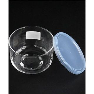 Hộp thủy tinh có nắp đậy loại màu xanh dáng tròn 420ml