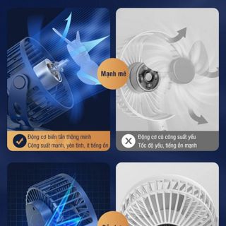 Quạt kẹp sạc tích điện xoay 360 độ