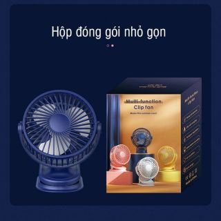 Quạt kẹp sạc tích điện xoay 360 độ