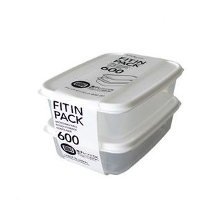 Set 2 hộp nhựa nắp dẻo 600ml màu trắng nhập từ Nhật Bản