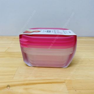 Set 3 hộp nhựa 380ml màu hồng nhập khẩu từ Nhật Bản