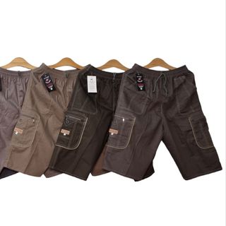 [HCM] Quần Short Nam Kaki Lụa Cong Túi Hộp Lưng Thun Co Giãn From Rộng Trung Niên Có Túi Khóa Kéo Size Từ 50-90kg