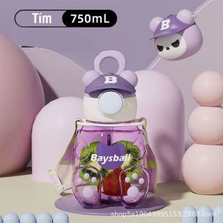 Bình uống nước hình gấu đội mũ 750ml