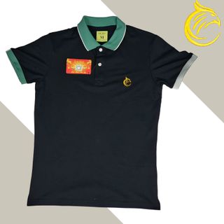 ÁO THUN POLO NAM ĐEN PHỐI XANH NGỌC