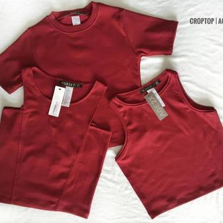 Áo Croptop 3 Lỗ Đỏ Đô AGE2X Chất Lượng  Không Mất Phom Khi Giặt