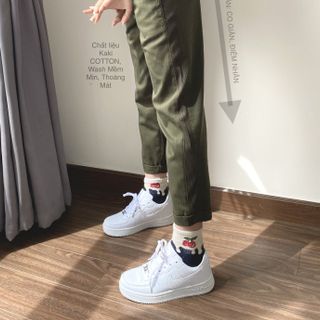 Quần Baggy nữ Kaki AGE2X chất kaki cotton wash mềm xịn, co giãn, cử động thoải mái