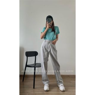 Quần ống rộng suông nữ lưng cao kaki cotton mềm mát chính hãng AGE2X phong cách năng động trẻ trung Hàn Quốc