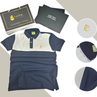 ÁO THUN POLO NAM XANH ĐEN, PHỐI BO VIỀN TRẮNG