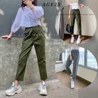 Quần Baggy nữ AGE2X Chất liệu an toàn và lành tính, mềm mát, có phối sọc gân co giãn tốt
