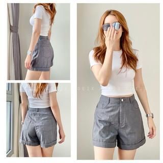Quần Short Nữ Ống Rộng Lưng Cao Vải Kaki Cotton Thời Trang Phong Cách Hàn Quốc Streetstye Năng Động Cá Tính