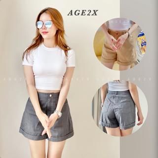 Quần short nữ, Quần Short Lưng Cao Chính Hãng Chất kaki được wash mịn, Ống rộng, lên Phom Siêu Yêu