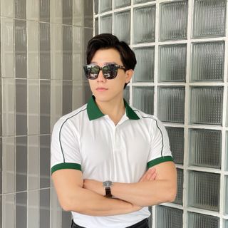 POLO, ÁO POLO NAM, THUN POLO NAM, POLO TRẮNG PHỐI DÂY RÊU P84