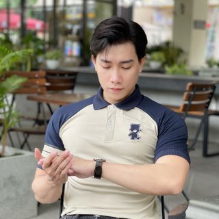 ÁO THUN NAM, ÁO POLO, POLO, ÁO POLO NAM IN THÊU GẤU XANH ĐEN P89