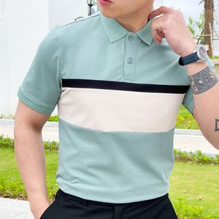 ÁO THUN NAM, ÁO POLO NAM, ÁO POLO, POLO PHỐI MÀU VẢI CÁ SẤU P142