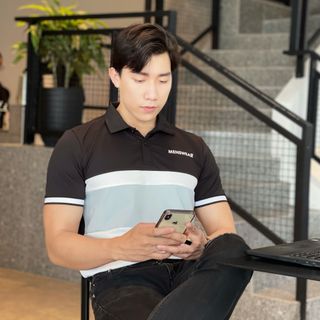 ÁO POLO NAM, ÁO THUN NAM, THUN CỔ BẺ, POLO PHỐI IN CHỮ P91