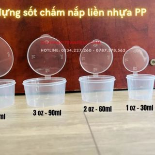 [NHỰA PP] Combo 50 Hủ sốt,hộp sốt nắp liền 1oz, 2oz, 3oz, 4oz dùng đựng sốt chấm,topping