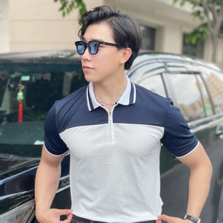 ÁO THUN NAM, ÁO POLO NAM, POLO NAM, POLO PHỐI KHÓA KÉO P104