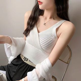 Áo croptop nữ áo hai dây len tăm mềm mịn hàng Quảng Châu cao cấp
