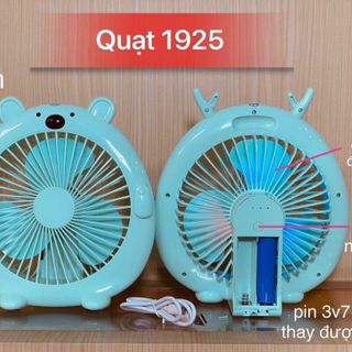Quạt Sạc Tích Điện Để Bàn Có Đèn Hình Thú Dễ Thương