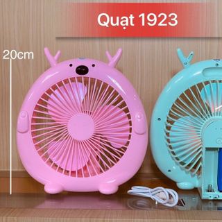 Quạt Sạc Tích Điện Để Bàn Có Đèn Hình Thú Dễ Thương
