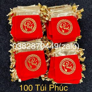 Túi Gấm Đỏ In Chữ Phúc - Lộc May Mắn 7x9cm