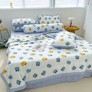 Bộ chăn ga cotton đũi Hàn họa tiết cực hot