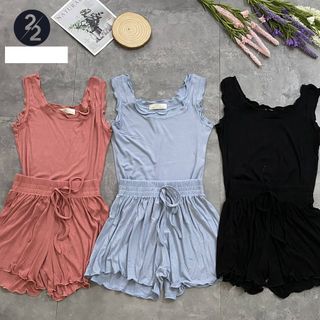 Set đồ ngủ nữ 3 lỗ viền bèo