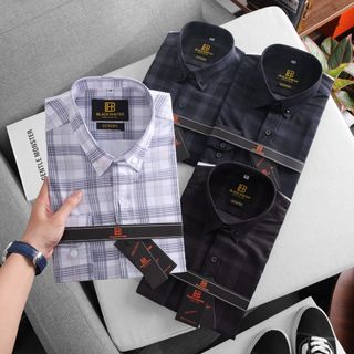 Áo sơ mi hộp cao cấp kẻ sọc ca rô vải mềm mịn mẫu mới 2023