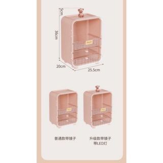 Kệ mỹ phẩm đèn led tặng kèm gương , 2 màu trắng, hồng ,