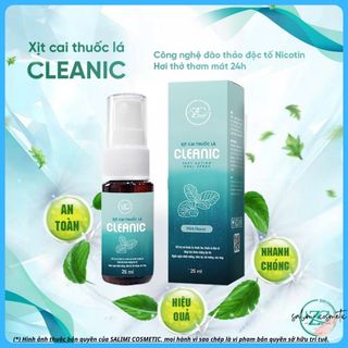 Xịt Cai Thuốc Lá CLEANIC 25ml - Dứt Điểm Cảm Giác Thèm Thuốc, Công Nghệ Đào Thải Độc Tố Nicotin, Hơi Thở Thơm Mát Suốt 24H | HÀNG CHÍNH HÃNG