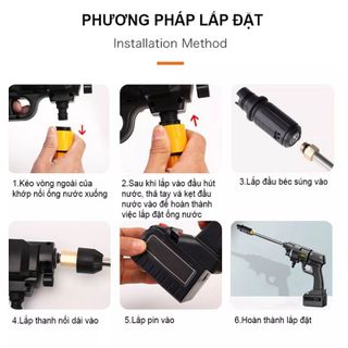 Máy rửa xe dùng pin mini, máy xịt rửa tăng áp Hitachi 199v cao cấp
