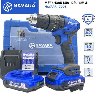 Máy khoan pin, máy khoan cầm tay NAVARA 7004 động cơ không chổi than