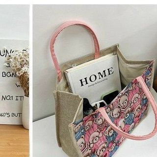 Túi Cói In Hình Gấu