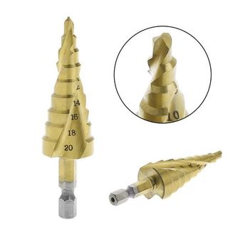 Mũi khoan tháp xoắn mạ titan, mũi khoan tháp tầng bước titanium khoan sắt, tôn cao cấp