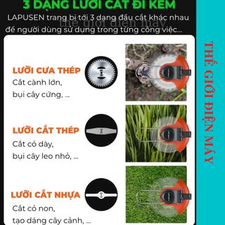 Máy cắt cỏ dùng pin cầm tay 2 pin khủng 15000mah máy tỉa cành cầm tay LAPUSEN động cơ mạnh 1800w Bảo hành 12 tháng