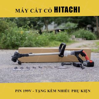 Máy cắt cỏ dùng pin cầm tay Hitachi 199v, máy phát cỏ tặng bộ dụng cụ làm vườn