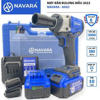 Máy siết bulong NAVARA NVR 6002, máy bắn bulong chính hãng đầu 2 trong 1, lực siết 380n.m