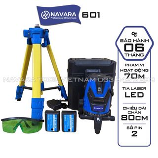 Máy cân mực NAVARA 601 laser 5 tia xanh bóng LED siêu sáng Có kèm chân