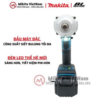 Máy siết bulong Makita 20v lực siết 880N.m động cơ không chổi than tặng đầu khẩu và đầu chuyển vít