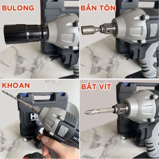 Máy siết bulong pin Hitachi 199v đầu bulong 2 trong 1, động cơ không chổi than