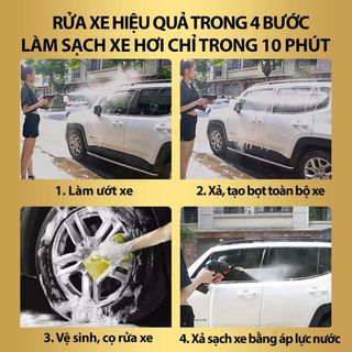 Máy rửa xe dùng pin mini, máy xịt rửa tăng áp Hitachi 199v cao cấp