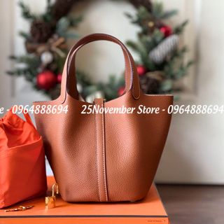 Túi Xách Nữ- Her. Mes Picotin -Size 18cm -Màu Nâu -Bán Sỉ-Bán Buôn