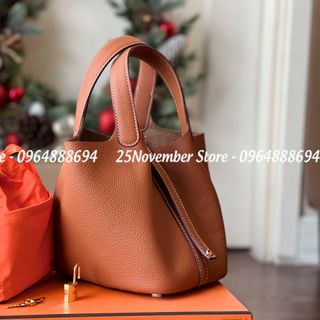 Túi Xách Nữ- Her. Mes Picotin -Size 18cm -Màu Nâu -Bán Sỉ-Bán Buôn
