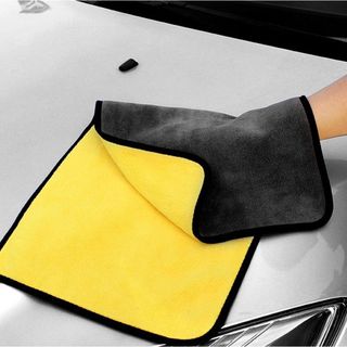 Khăn lau ô tô, xe hơi khăn lau bếp lau kính lau tay màu vàng, 2 lớp Microfiber mềm mịn, siêu thấm hút 30x30cm