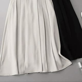Chân Váy Dài Dáng Xòe Xếp Ly 2 Lớp