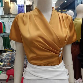 Áo Lụa Rúm Sườn Đính Ngọc Cao Cấp